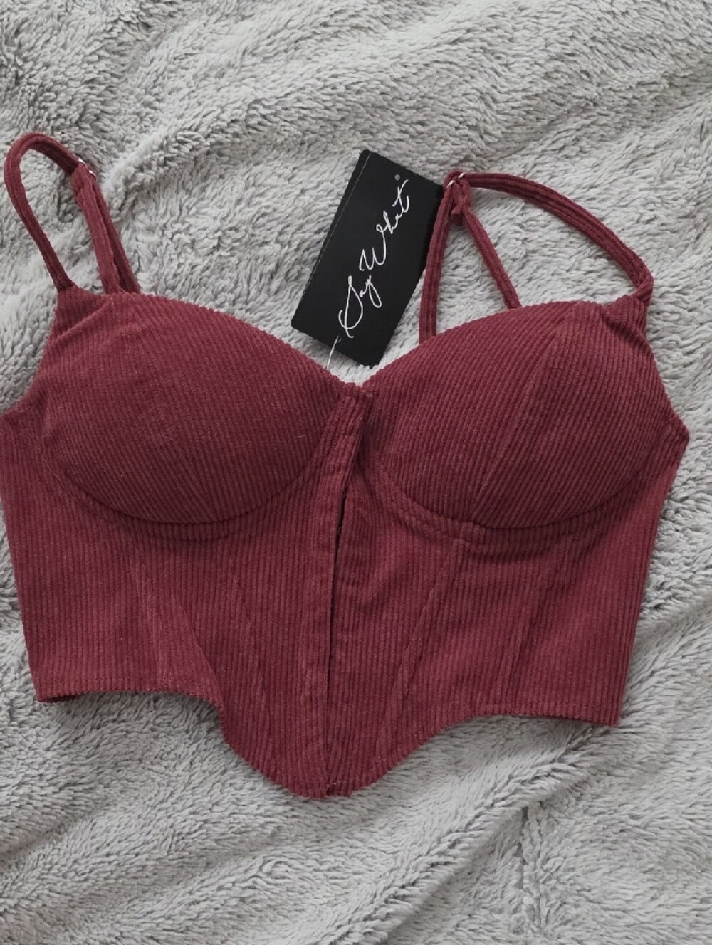Say What? Ribbed Bustier Crop Top in Mauve